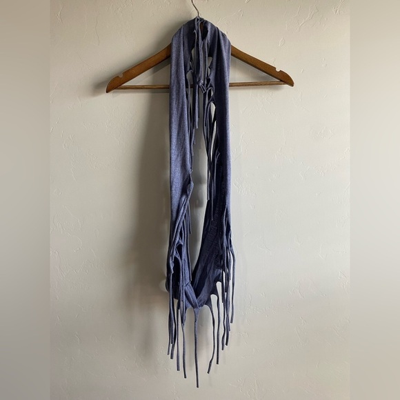Mudd - Blue jersey knit Fringe Infinity Scarf - Picture 2 of 7